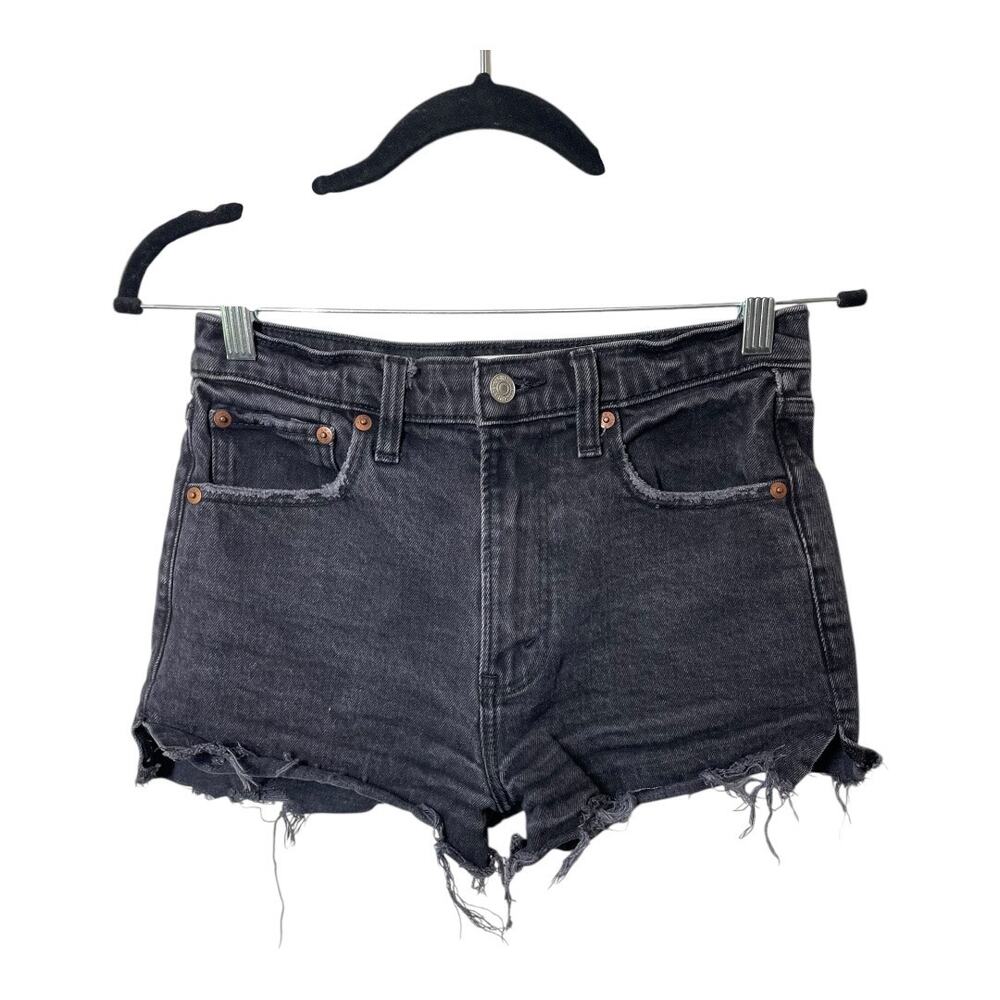 Abercrombie & Fitch The Mom Short High Rise Black Size 2 or 26 Fray Raw Hem